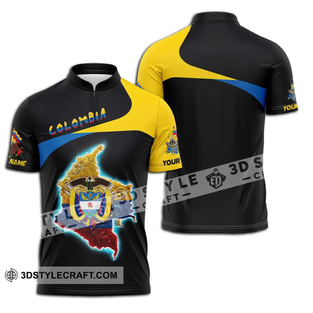 Unisex Shirt - Custom Text Colombia Zipper Polo / S T-Shirt