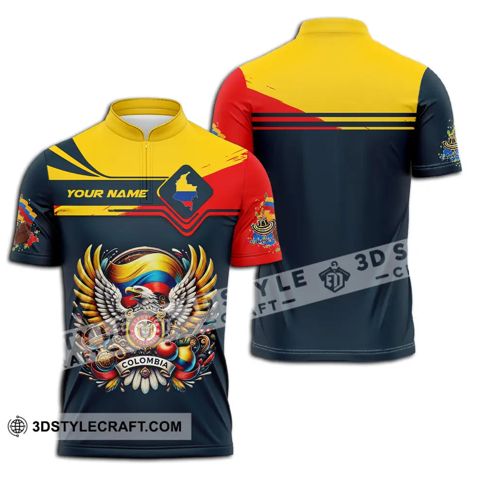 Unisex Shirt - Custom Text Colombia Zipper Polo / S T-Shirt