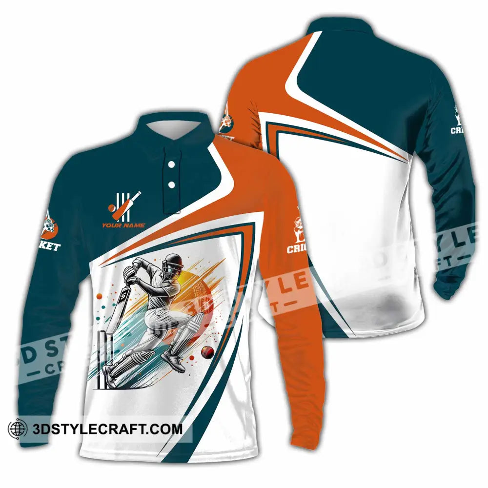 Unisex Shirt - Custom Text Cricket Shirt Long Sleeve Polo / S T-shirt