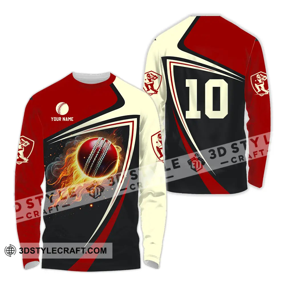 Unisex Shirt - Custom Text Shirt Cricket Shirt Long Sleeve Shirt / S T-shirt