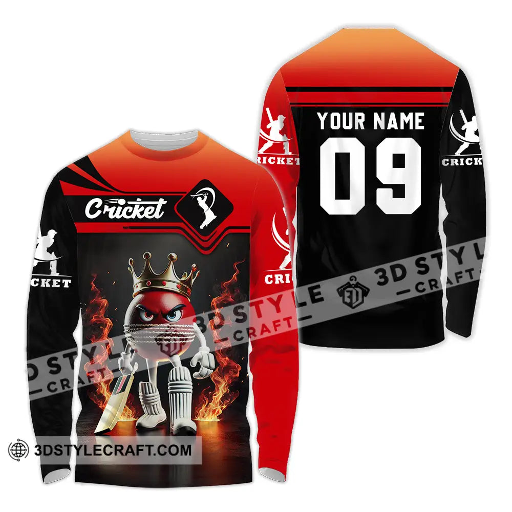 Unisex Shirt - Custom Text Cricket Long Sleeve / S T-Shirt