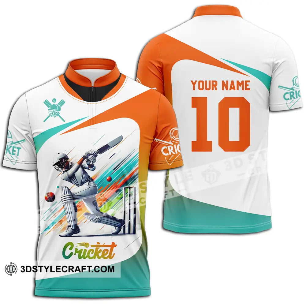 Unisex Shirt - Custom Text Shirt Cricket Shirt Zipper Polo Shirt / S T-shirt