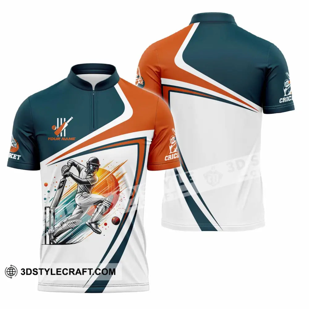 Unisex Shirt - Custom Text Cricket Shirt Zipper Polo Shirt / S T-shirt
