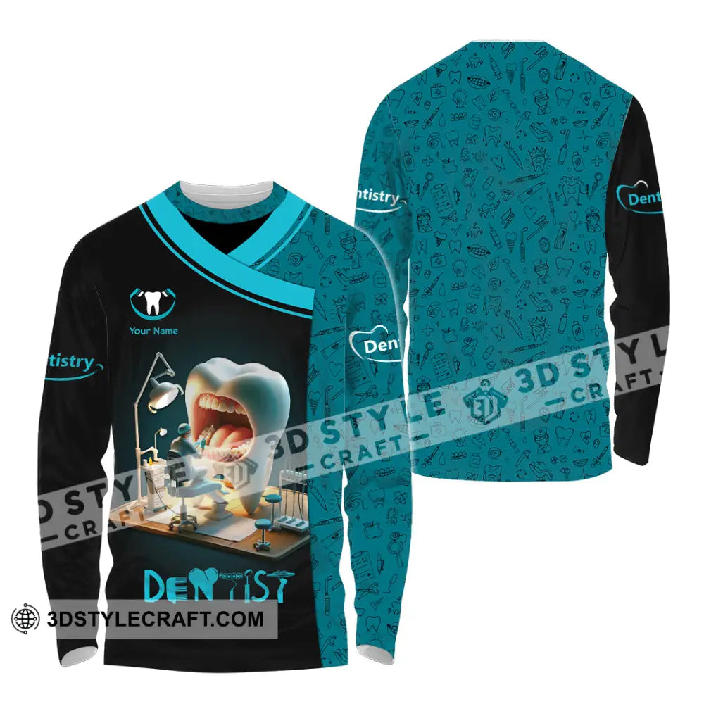 Unisex Shirt - Custom Text Dentist Shirt Long Sleeve Shirt / S T-shirt