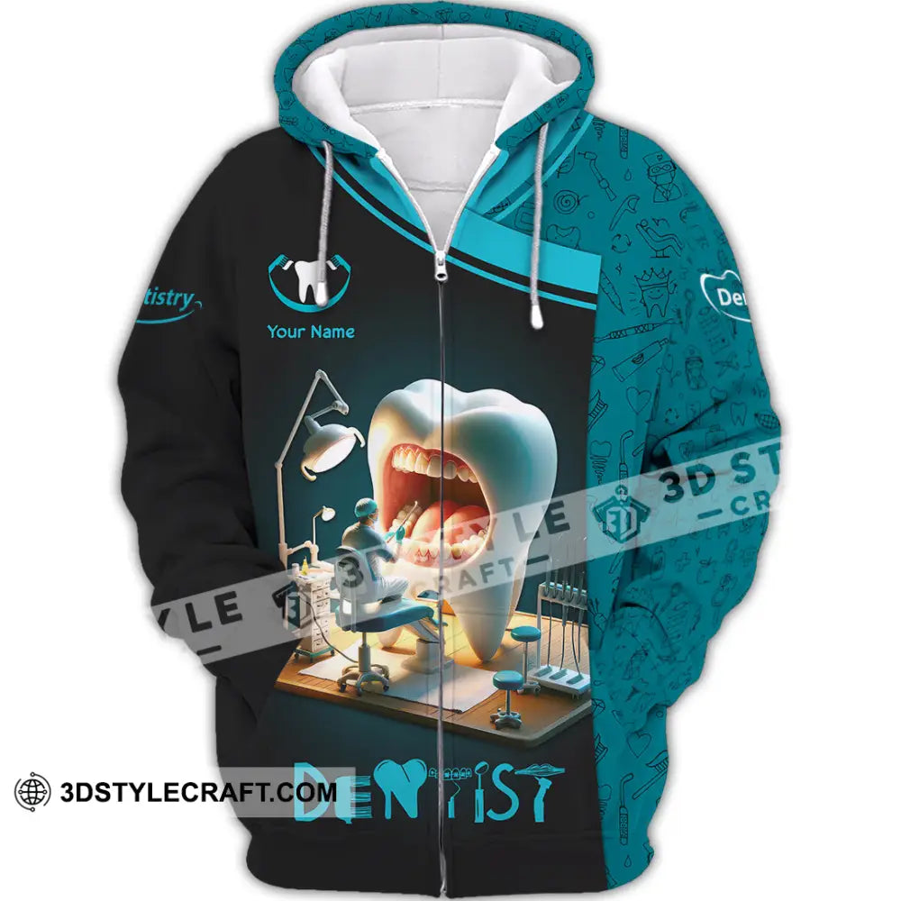Unisex Shirt - Custom Text Dentist Shirt Zipper Hoodie / S T-shirt