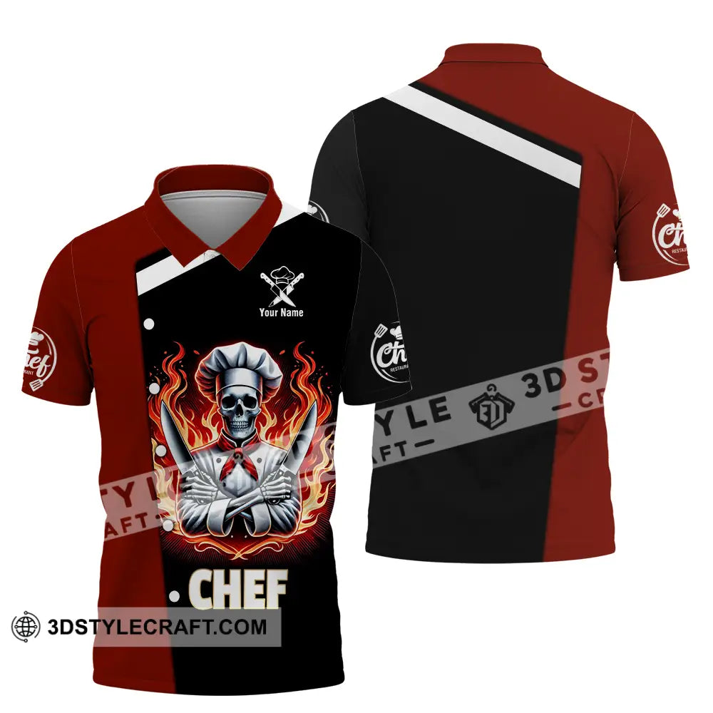 Unisex Shirt - Custom Text Fire Chef Polo / S T-Shirt