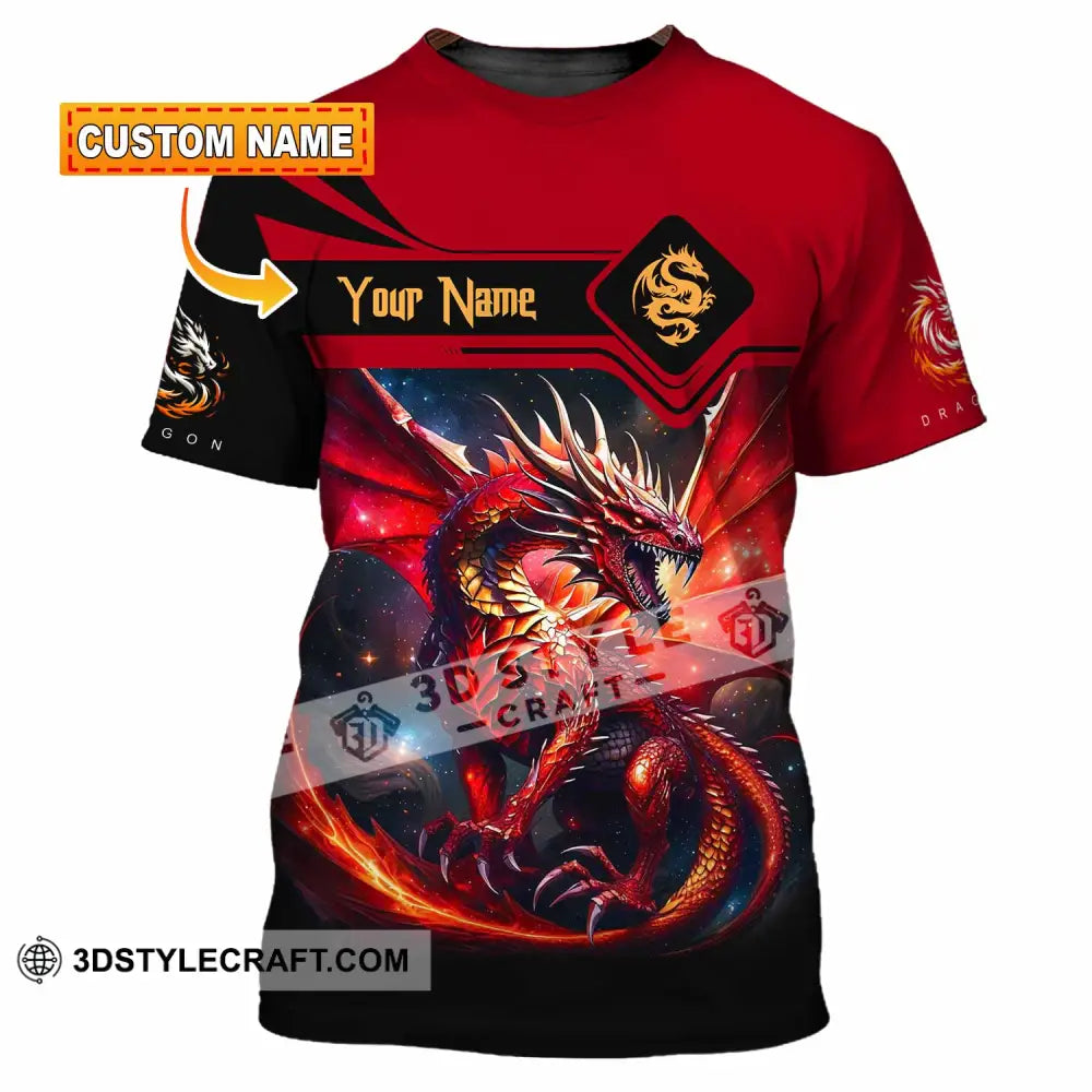 Unisex Shirt - Custom Text Shirt Fire Dragon Shirt T-shirt