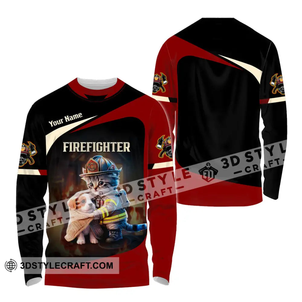 Unisex Shirt - Custom Text Shirt Fire Fighter Shirt Long Sleeve Shirt / S T-shirt