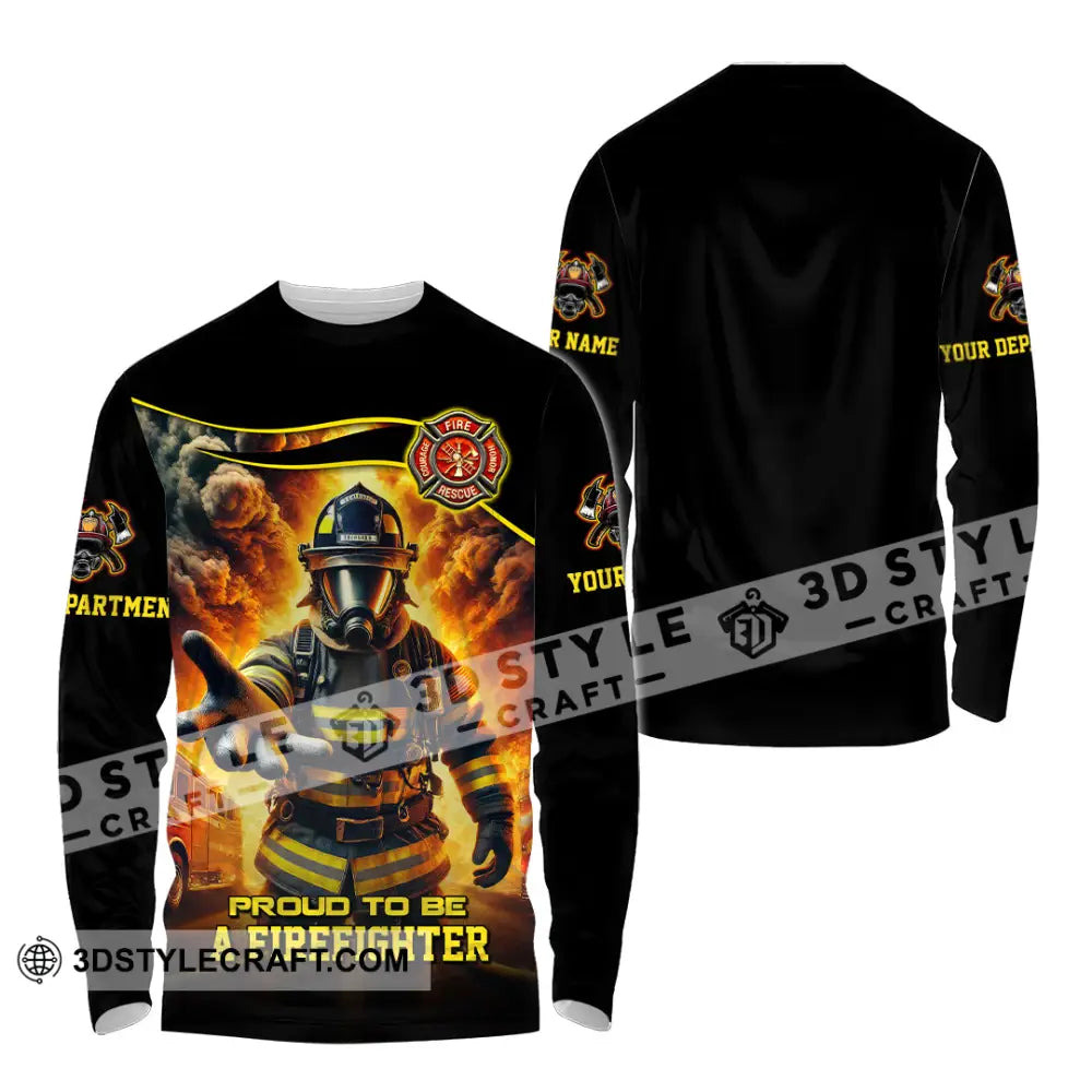 Unisex Shirt - Custom Text Shirt Fire Fighter Shirt Long Sleeve Shirt / S T-shirt