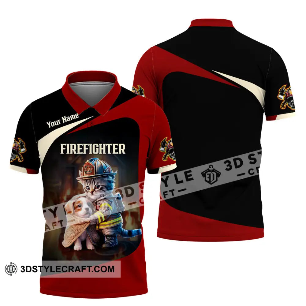 Unisex Shirt - Custom Text Shirt Fire Fighter Shirt Polo Shirt / S T-shirt