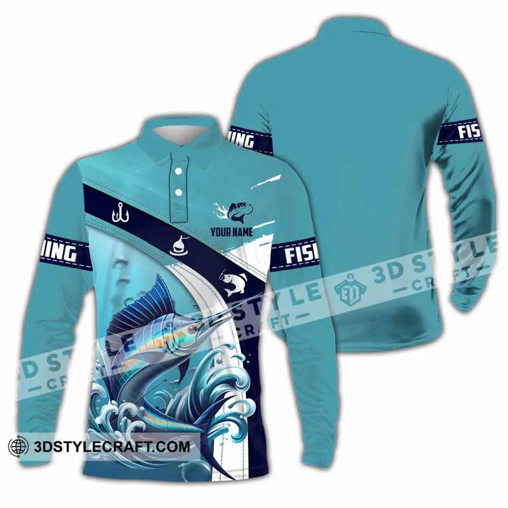 Unisex Shirt - Custom Text Shirt Fishing Lover Long Sleeve Polo / S T-shirt