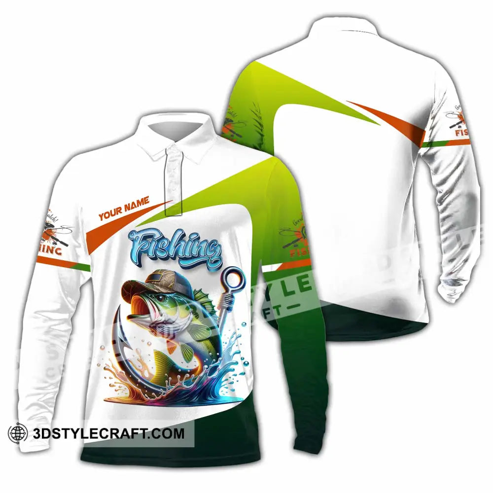 Unisex Shirt - Custom Text Shirt Fishing Lover Long Sleeve Polo / S T-shirt