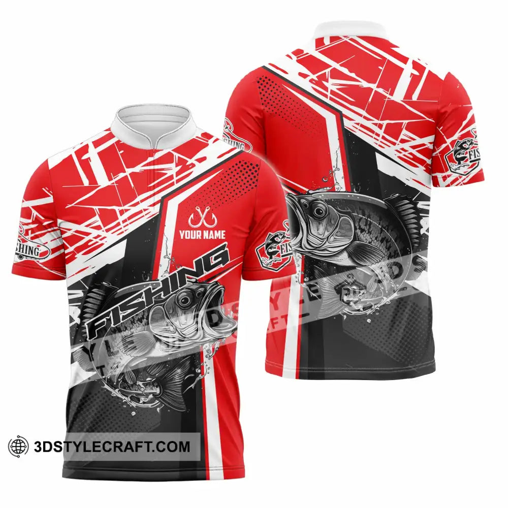 Unisex Shirt - Custom Text Shirt Fishing Shirt Zipper Polo Shirt / S T-shirt