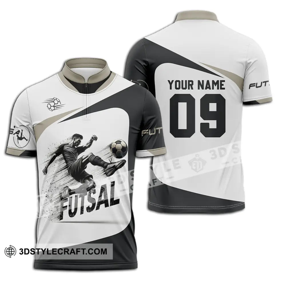 Unisex Shirt - Custom Text Futsal Zipper Polo / S T-Shirt