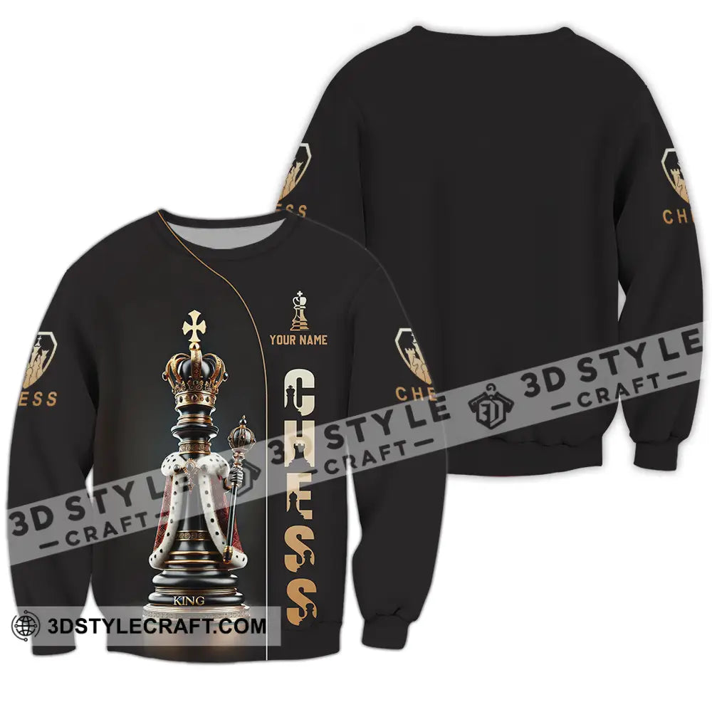 Unisex Shirt - Custom Text Golden Chess Long Sleeve / S T-Shirt