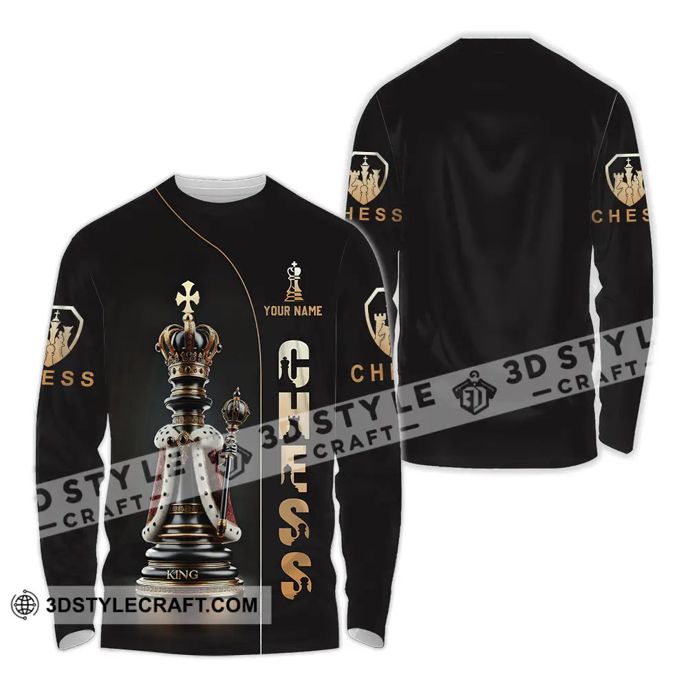 Unisex Shirt - Custom Text Golden Chess Long Sleeve / S T-Shirt