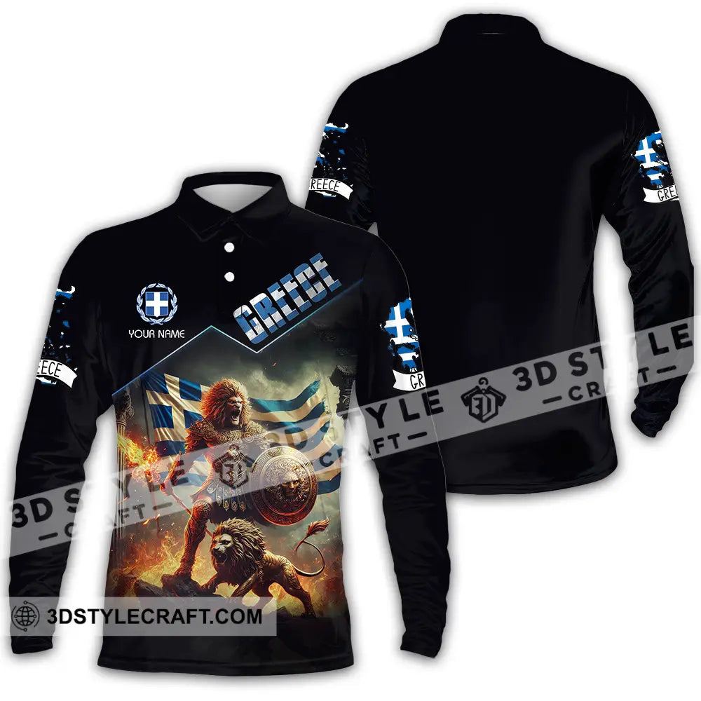 Unisex Shirt - Custom Text Greece Long Sleeve Polo / S T-Shirt