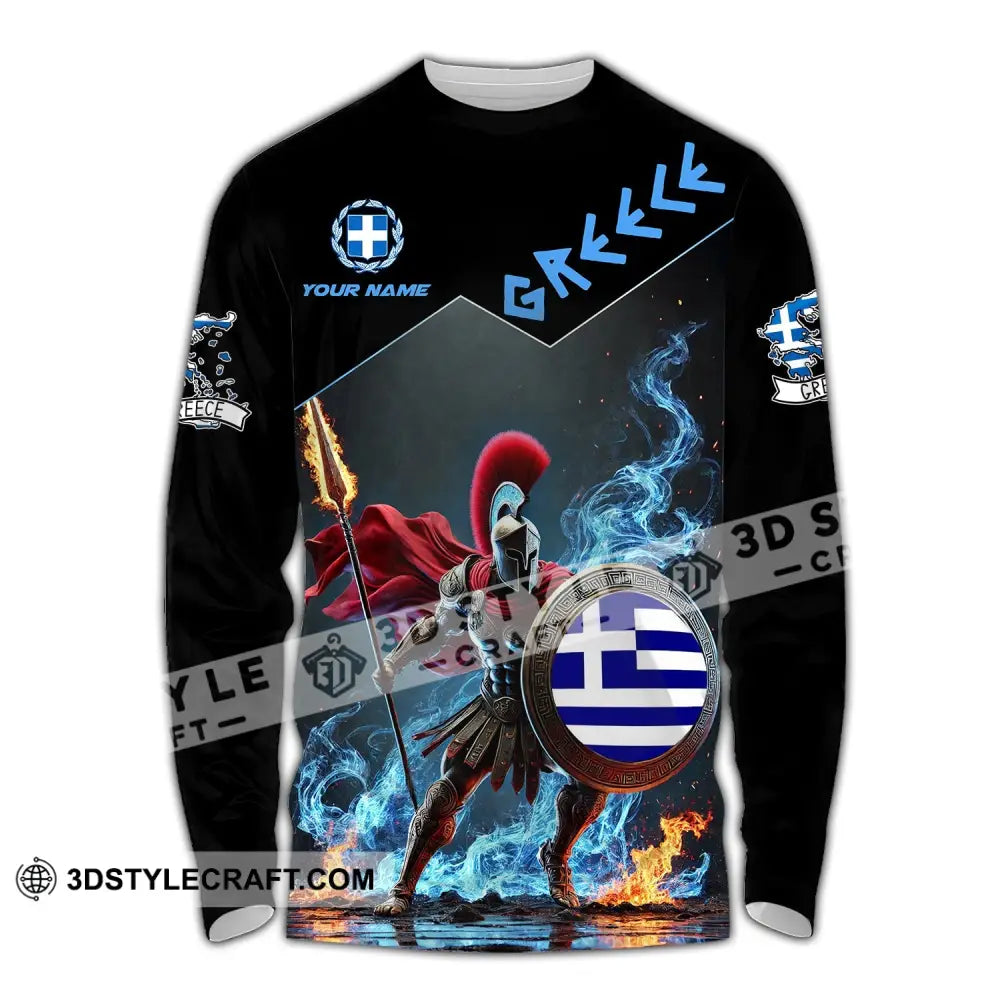 Unisex Shirt - Custom Text Greece Long Sleeve / S T-Shirt