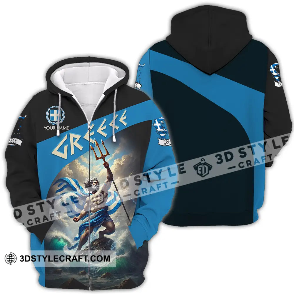 Unisex Shirt - Custom Text Greece Zipper Hoodie / S T-Shirt