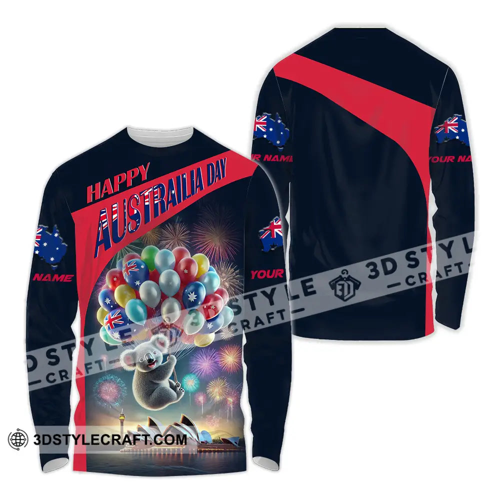 Unisex Shirt - Custom Text Happy Australia Day Long Sleeve / S T-Shirt