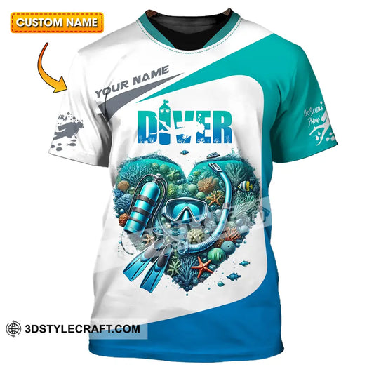 Unisex Shirt - Custom Text Heart Of Diver T-Shirt