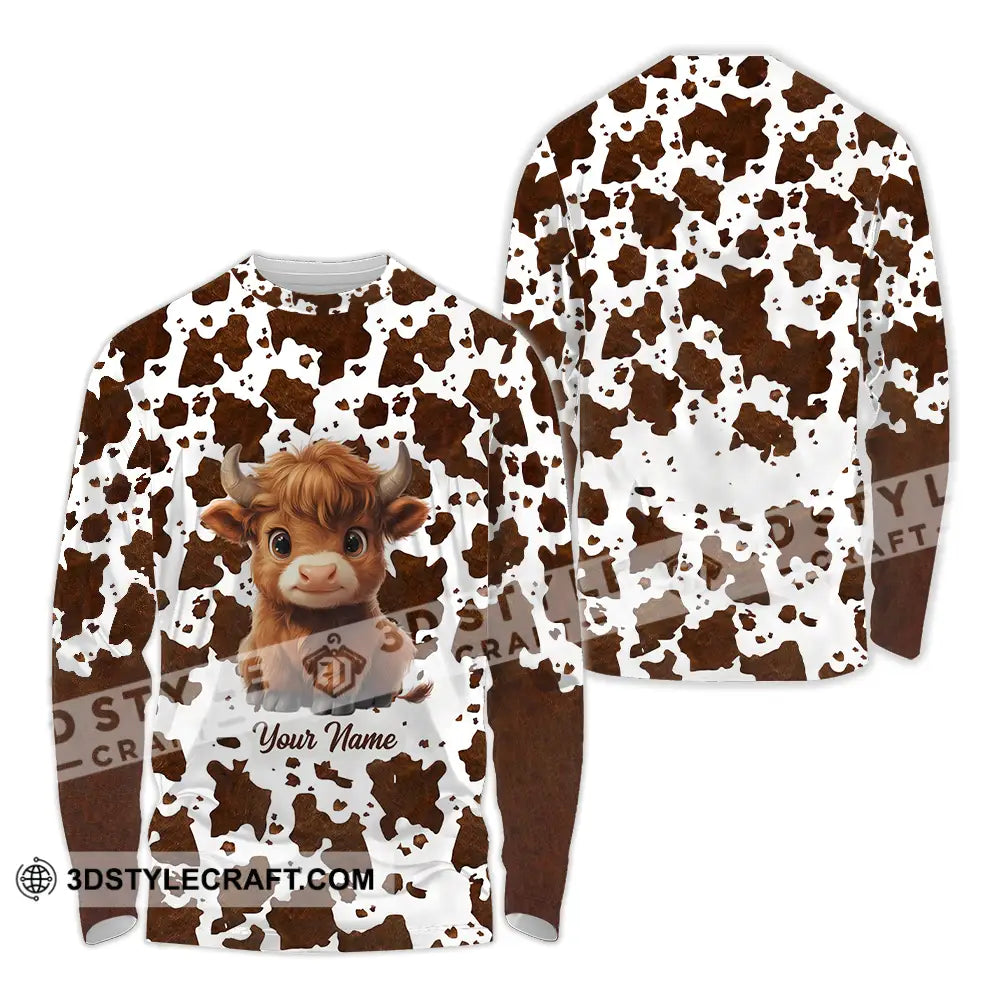 Unisex Shirt - Custom Text Shirt Highland Cow Shirt Long Sleeve Shirt / S T-shirt