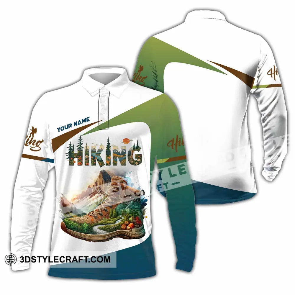 Unisex Shirt - Custom Text Shirt Hiking Shirt Long Sleeve Polo / S T-shirt