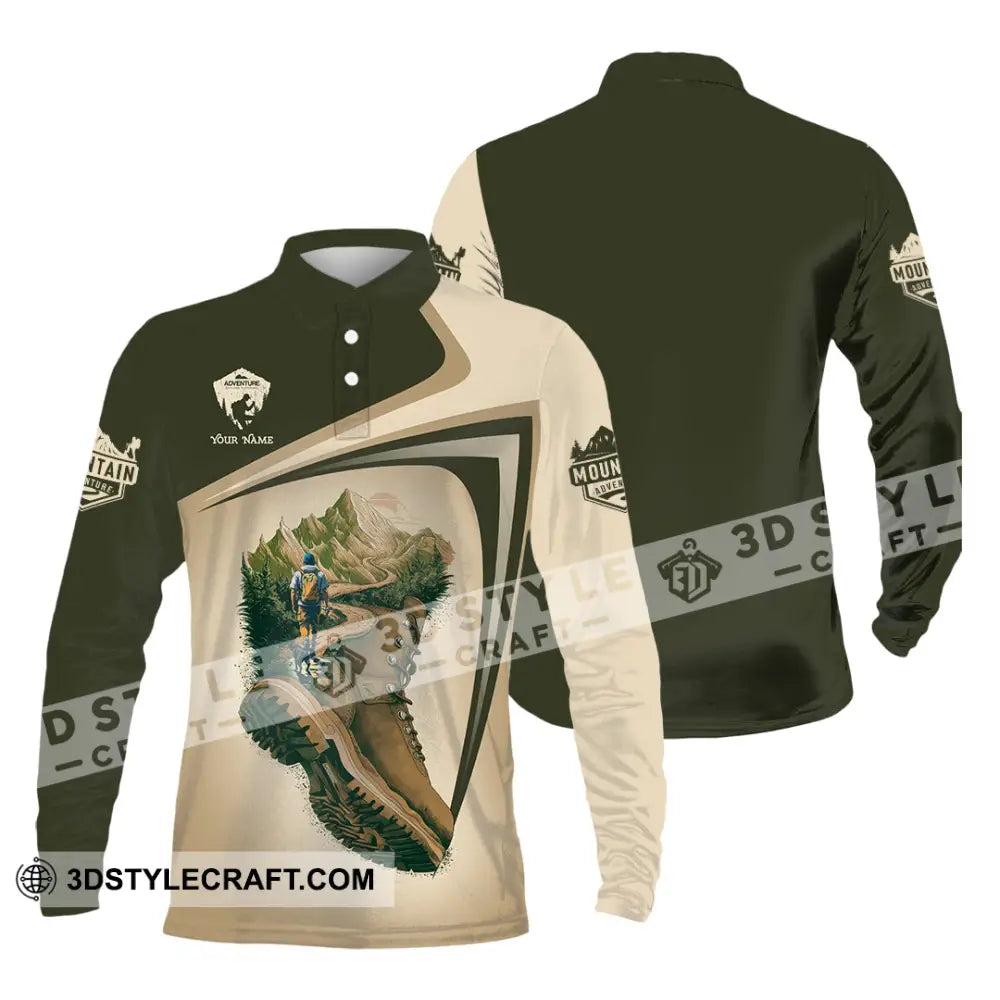 Unisex Shirt - Custom Text Shirt Hiking Long Sleeve Polo / S T-shirt