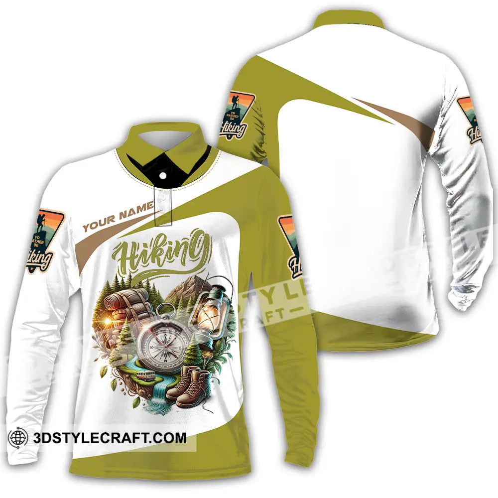 Unisex Shirt - Custom Text Shirt Hiking Shirt Long Sleeve Polo / S T-shirt