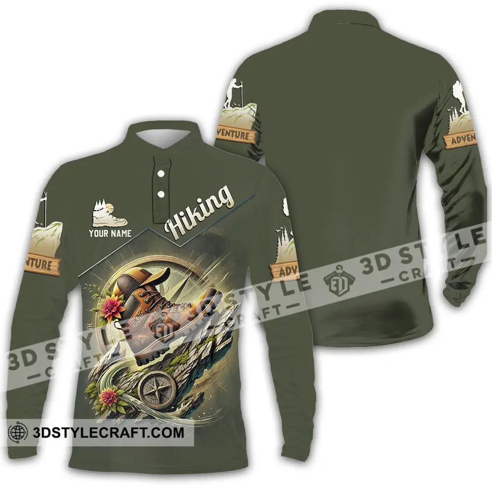 Unisex Shirt - Custom Text Shirt Hiking Long Sleeve Polo / S T-shirt