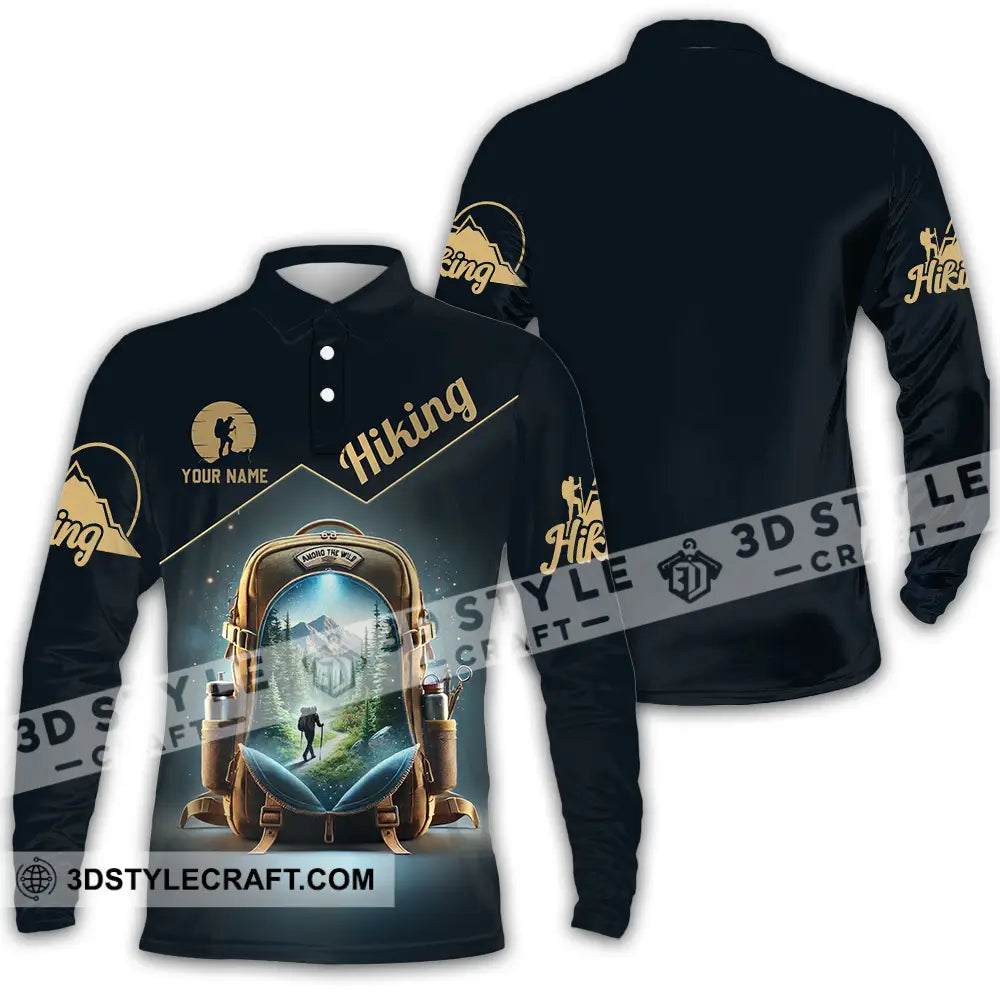 Unisex Shirt - Custom Text Shirt Hiking Shirt Long Sleeve Polo / S T-shirt