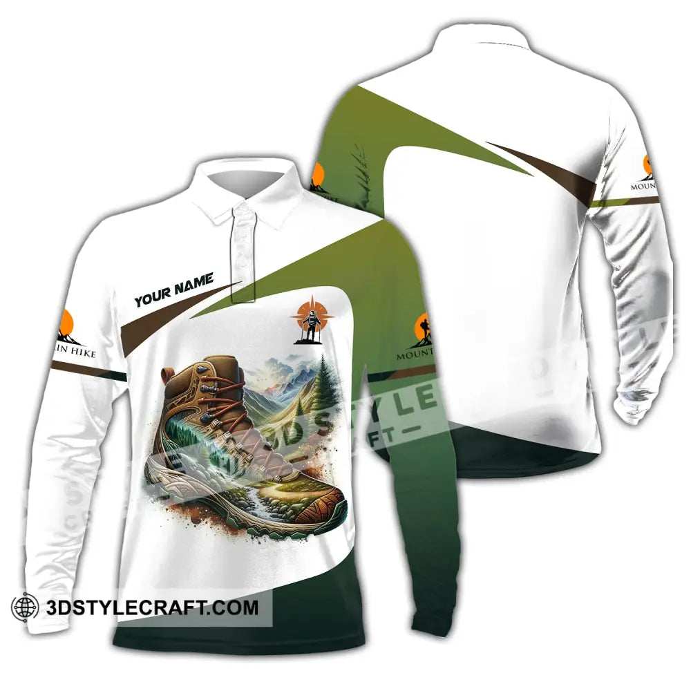 Unisex Shirt - Custom Text Hiking Long Sleeve Polo / S T-Shirt