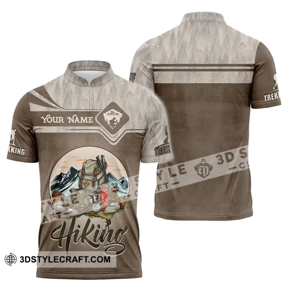 Unisex Shirt - Custom Text Shirt Hiking Zipper Polo Shirt / S T-shirt