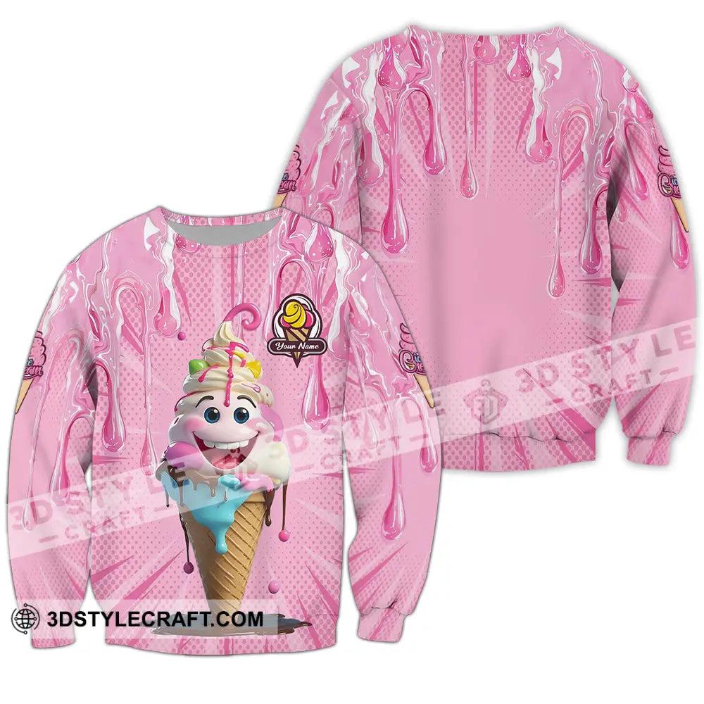 Unisex Shirt - Custom Text Shirt Ice Cream Long Sleeve / S T-shirt