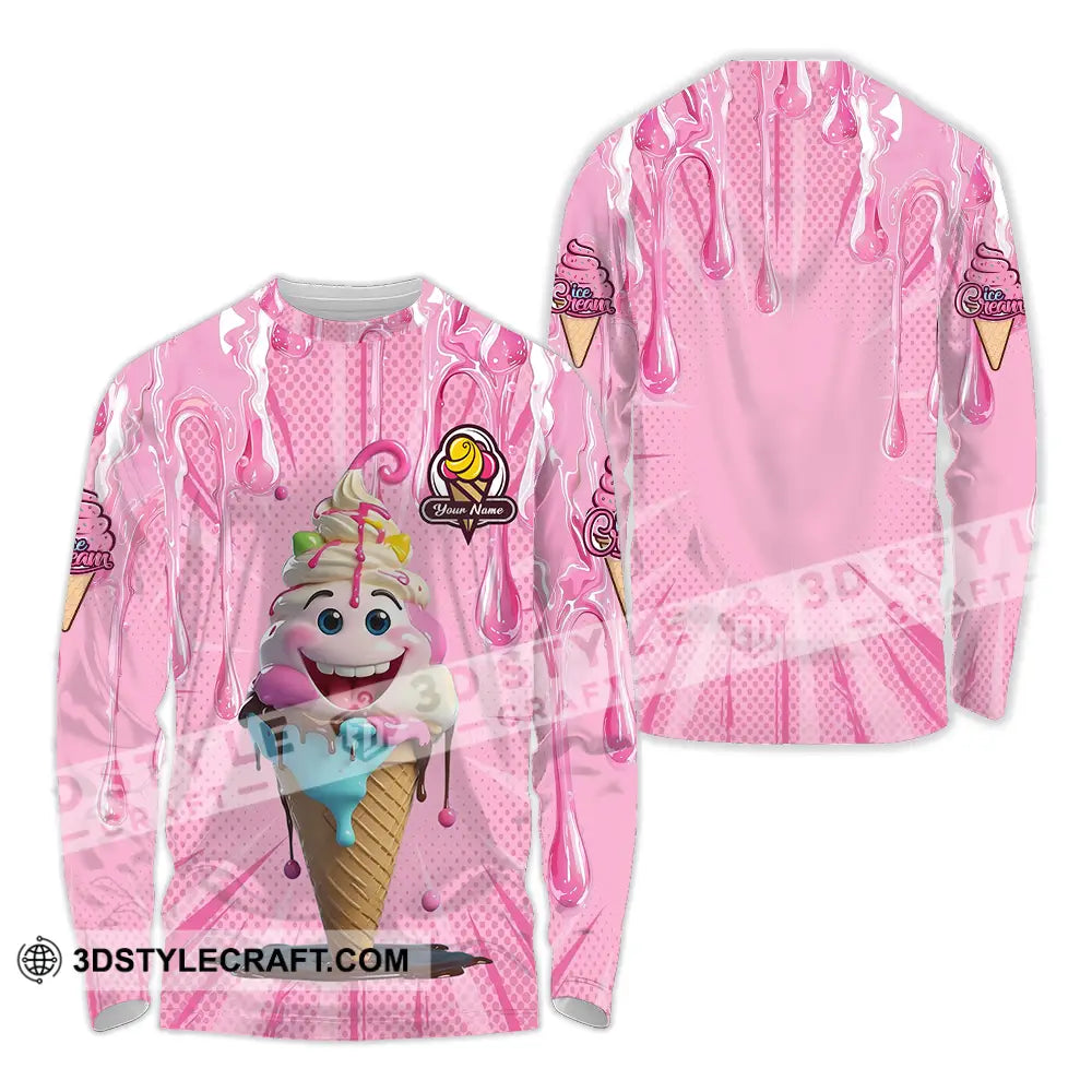 Unisex Shirt - Custom Text Shirt Ice Cream Long Sleeve Shirt / S T-shirt