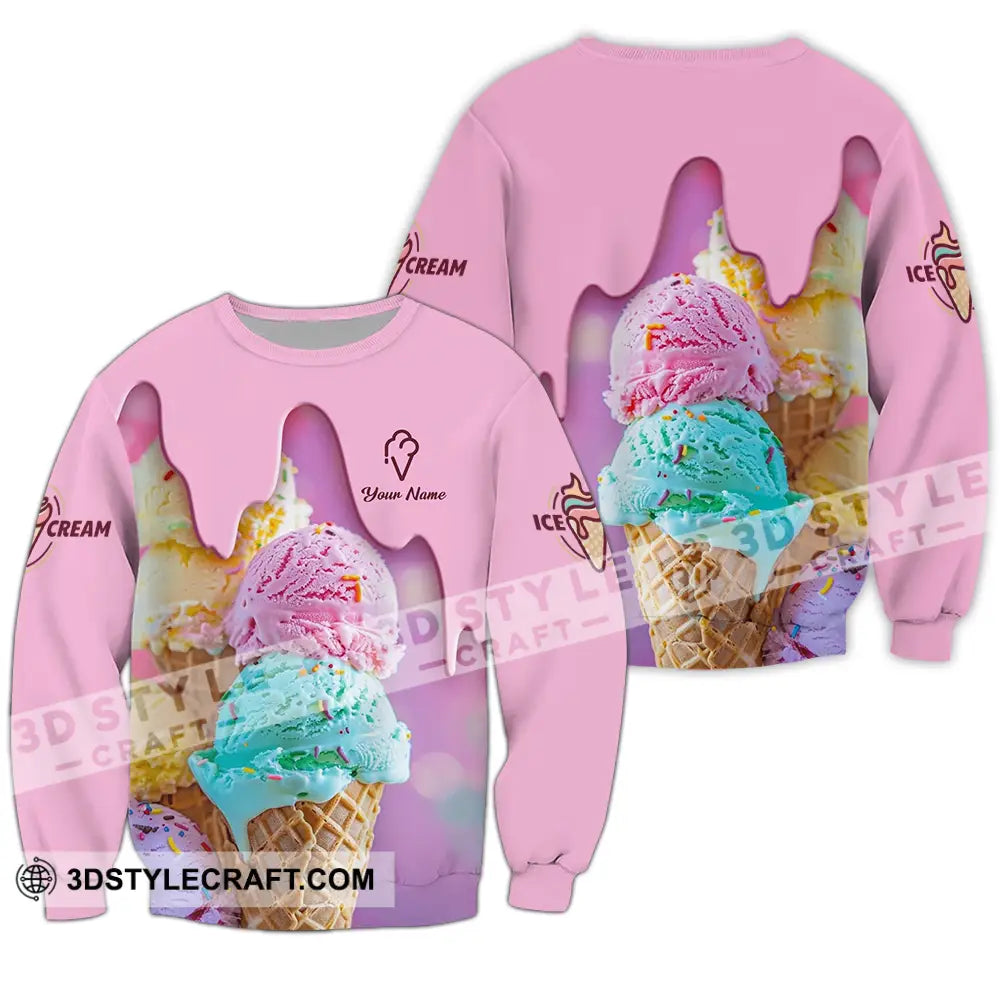 Unisex Shirt - Custom Text Shirt Ice Cream Shirt Long Sleeve / S T-shirt