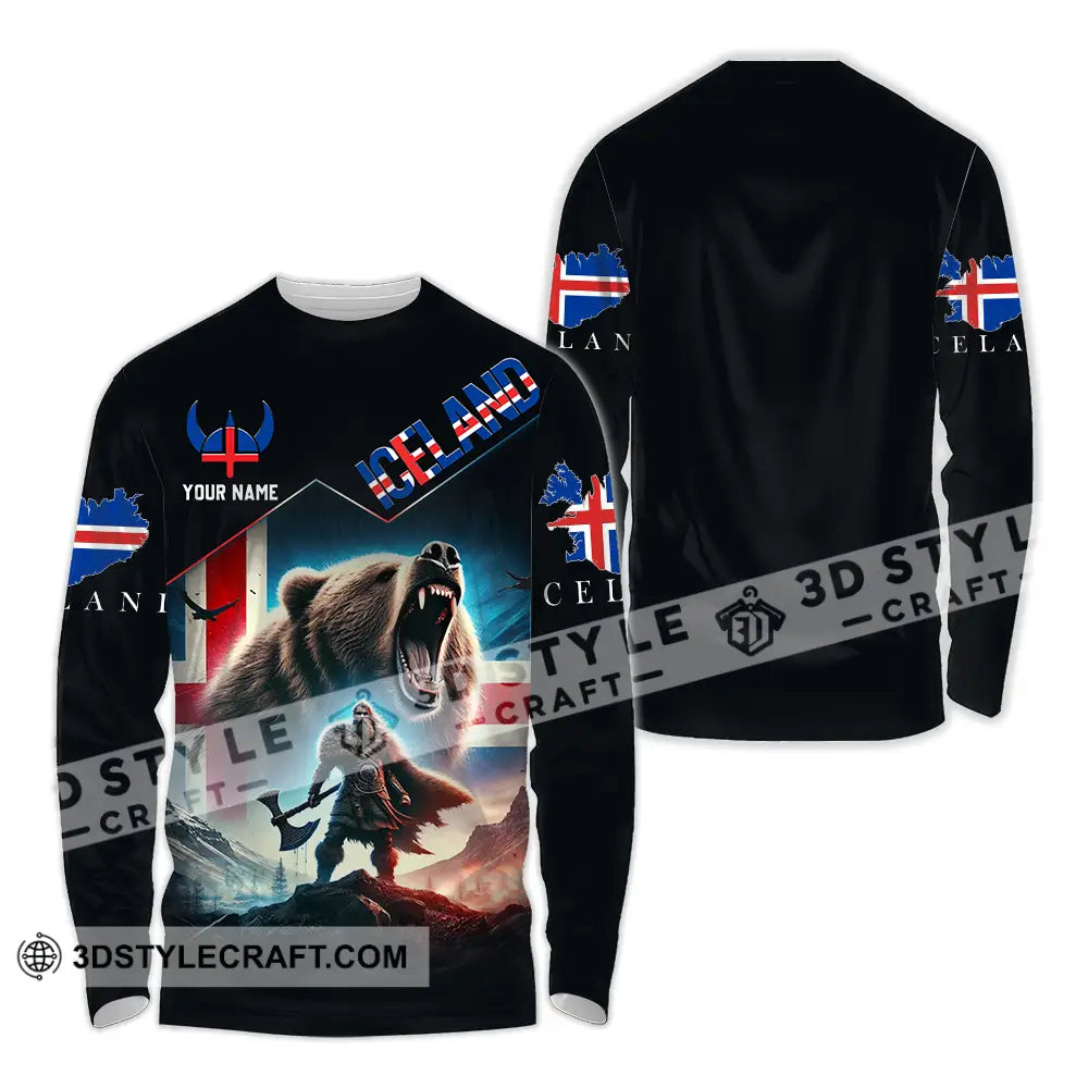Unisex Shirt - Custom Text Iceland Long Sleeve / S T-Shirt