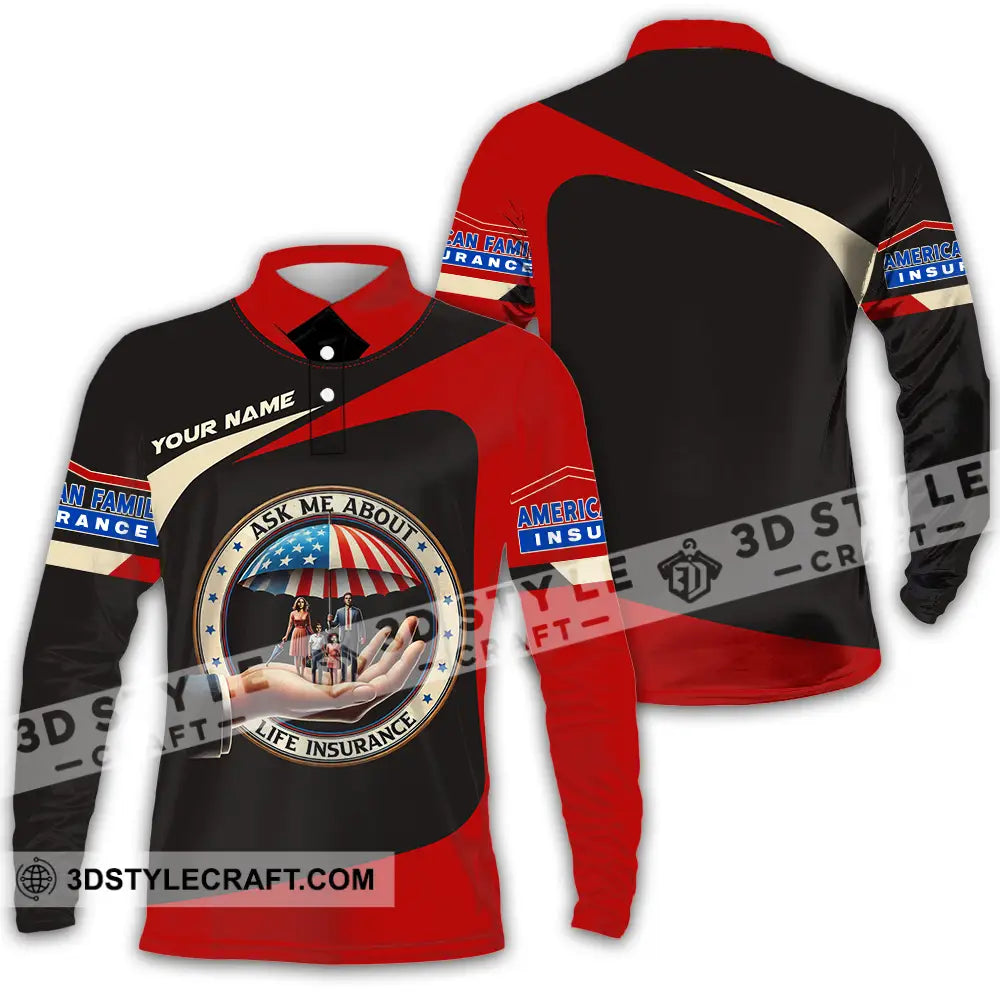Unisex Shirt - Custom Text Insurance America Long Sleeve Polo / S T-Shirt
