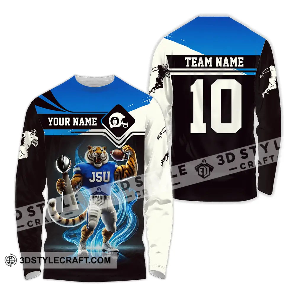 Unisex Shirt - Custom Text Jackson State Tigers Football Team Long Sleeve / S T-Shirt