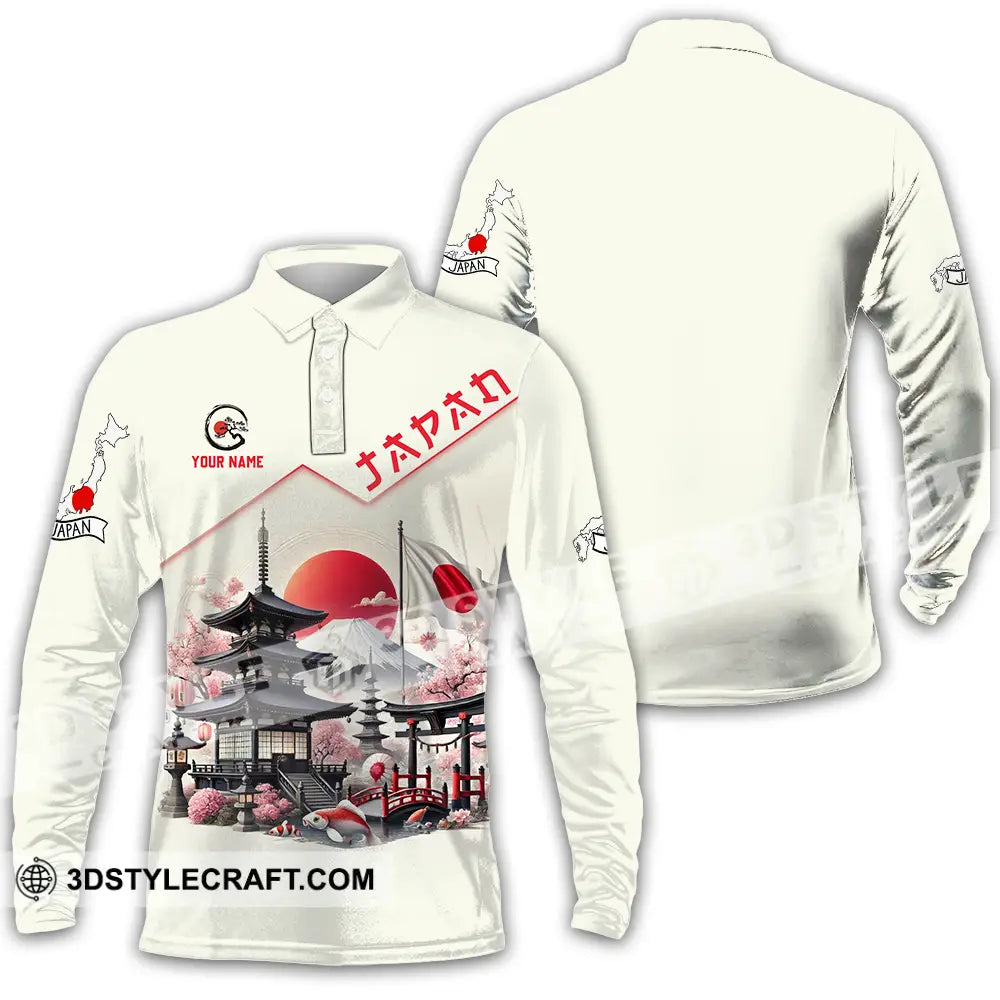 Unisex Shirt - Custom Text Japan Long Sleeve Polo / S T-Shirt