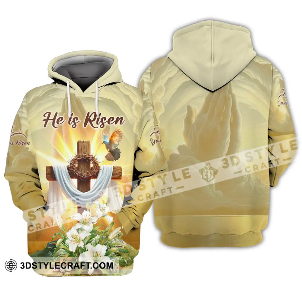 Unisex Shirt - Custom Text Jesus He Is Risen Hoodie / S T-Shirt