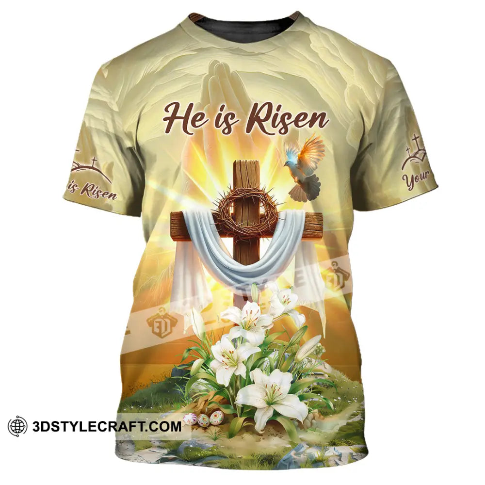 Unisex Shirt - Custom Text Jesus He Is Risen T-Shirt / S T-Shirt