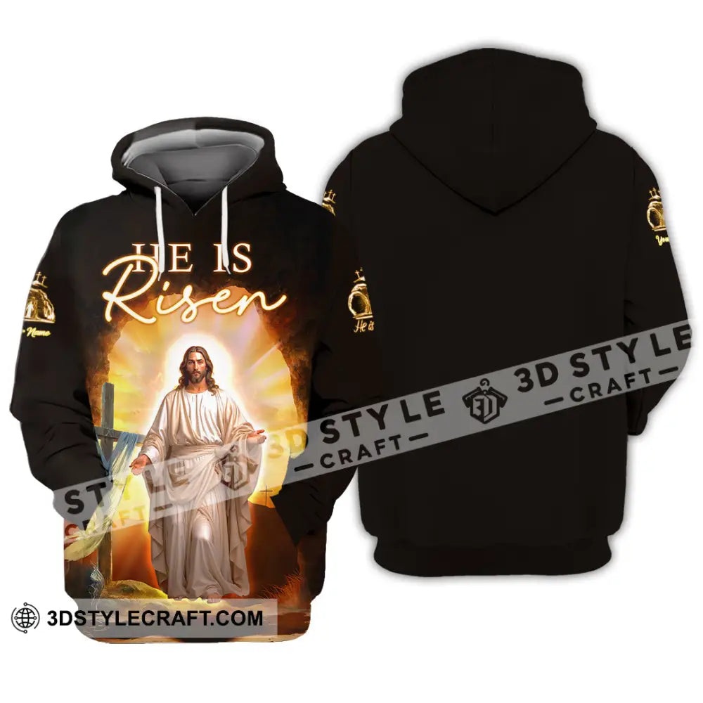Unisex Shirt - Custom Text Jesus Is Risen Hoodie / S T-Shirt