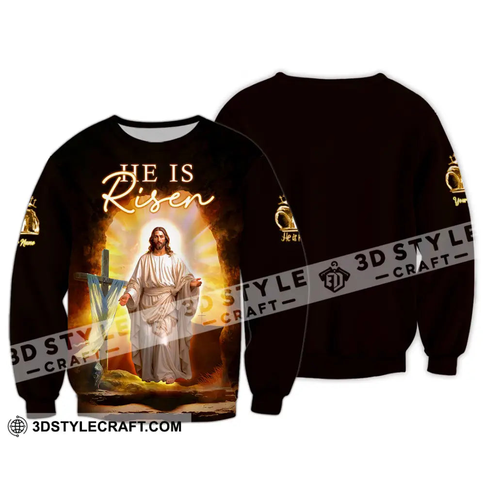 Unisex Shirt - Custom Text Jesus Is Risen Long Sleeve / S T-Shirt