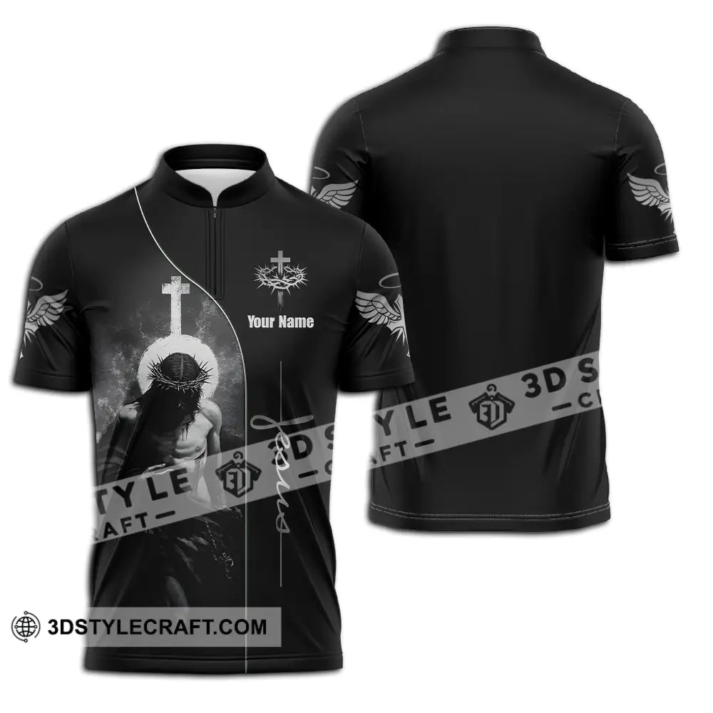 Unisex Shirt - Custom Text Jesus Zipper Polo / S T-Shirt