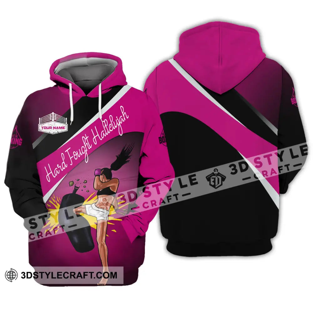 Unisex Shirt - Custom Text Kick Boxing Hard Fought Hallelujah Hoodie / S T-Shirt