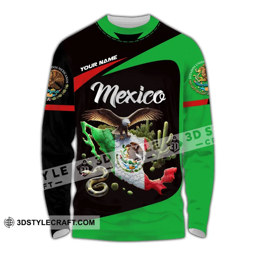Unisex Shirt - Custom Text Mexico Long Sleeve / S T-Shirt