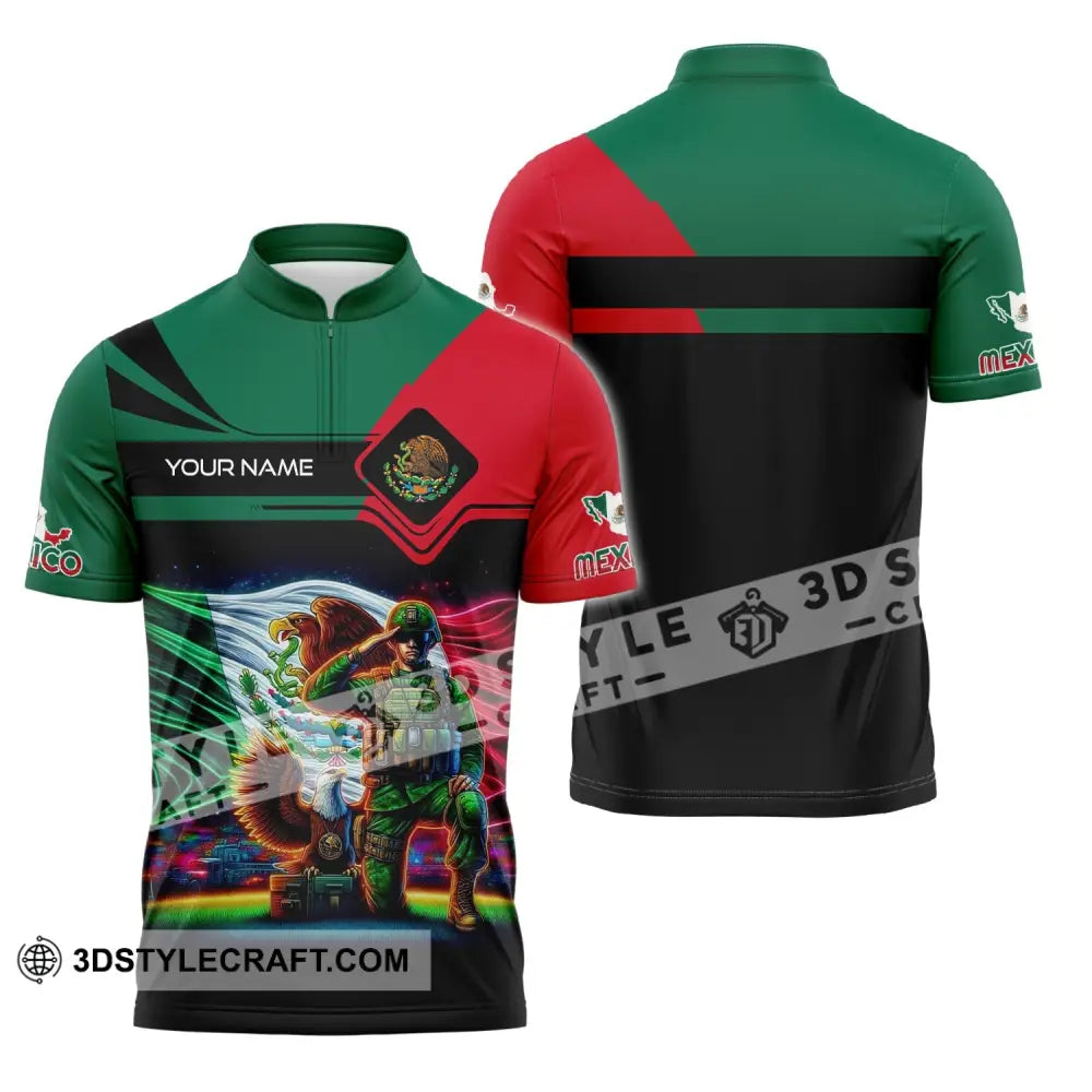 Unisex Shirt - Custom Text Shirt Mexico Zipper Polo Shirt / S T-shirt
