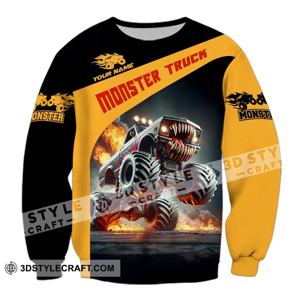 Unisex Shirt - Custom Text Monster Truck Long Sleeve / S T-Shirt