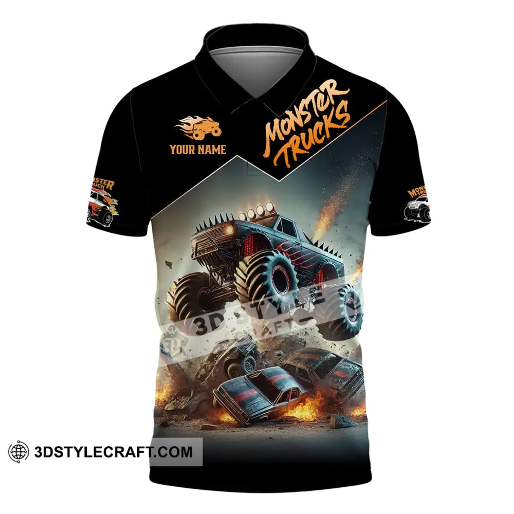 Unisex Shirt - Custom Text Monster Trucks Polo / S T-Shirt